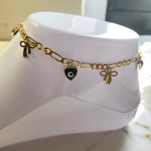 Load image into Gallery viewer, Heart and bow charm bracelet/anklet